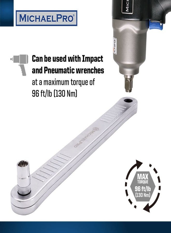 MichaelPro مفتاح تمديد مايكل برو، بطول 13.4 بوصة، محرك مربع 3/8 بوصة، هيكل فولاذي متين، غلاف من الألومنيوم، آلية تشغيل بسلسلة - Image 3