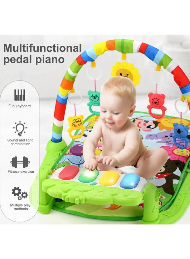 MiniMe Piano Frame Baby Activity & Kick Play Mat | 0–12 Months | Pink & Green & Yellow | High-Density Foam & Soft Polyester Fabric | Interactive Hanging Toys & Responsive Piano Keys - Image 2