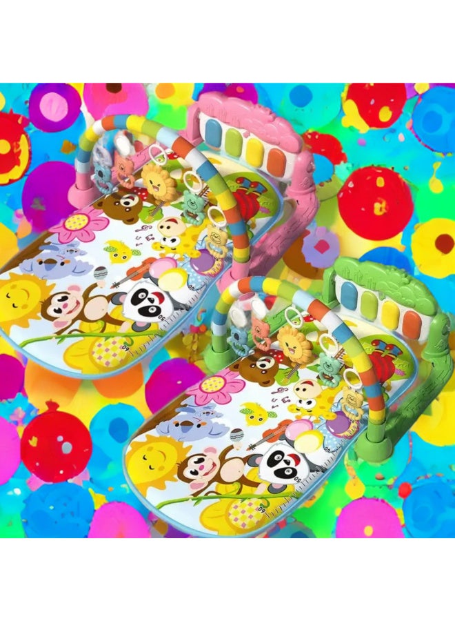 MiniMe Piano Frame Baby Activity & Kick Play Mat | 0–12 Months | Pink & Green & Yellow | High-Density Foam & Soft Polyester Fabric | Interactive Hanging Toys & Responsive Piano Keys - Image 4