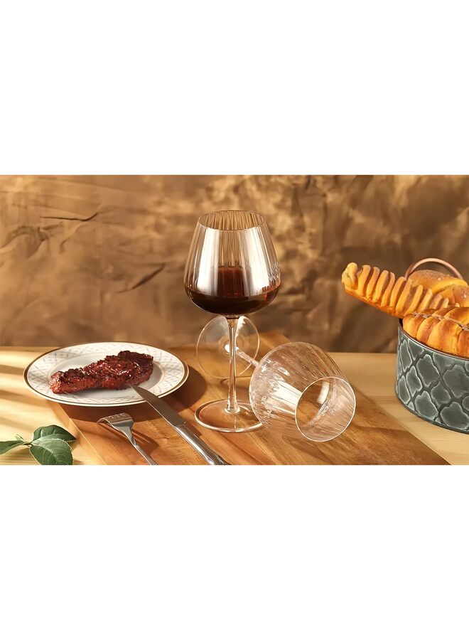 2pcs Multi-Capacity Crystal Glass for Red Wine, Highball, Bordeaux, Champagne - Vertical Striped Design for Party, Restaurant, Home Bar (2PCS/330ML) - Image 3