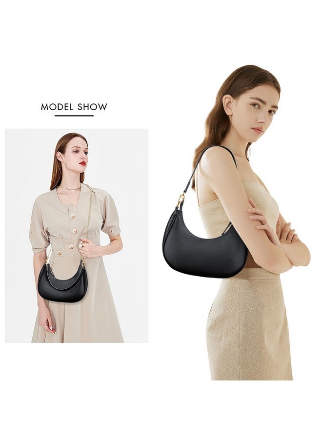 KKXIU Shoulder Bag for Women Small Purse Cute Clutch Hobo Handbag Trendy Crescent Bag-Black - Image 1