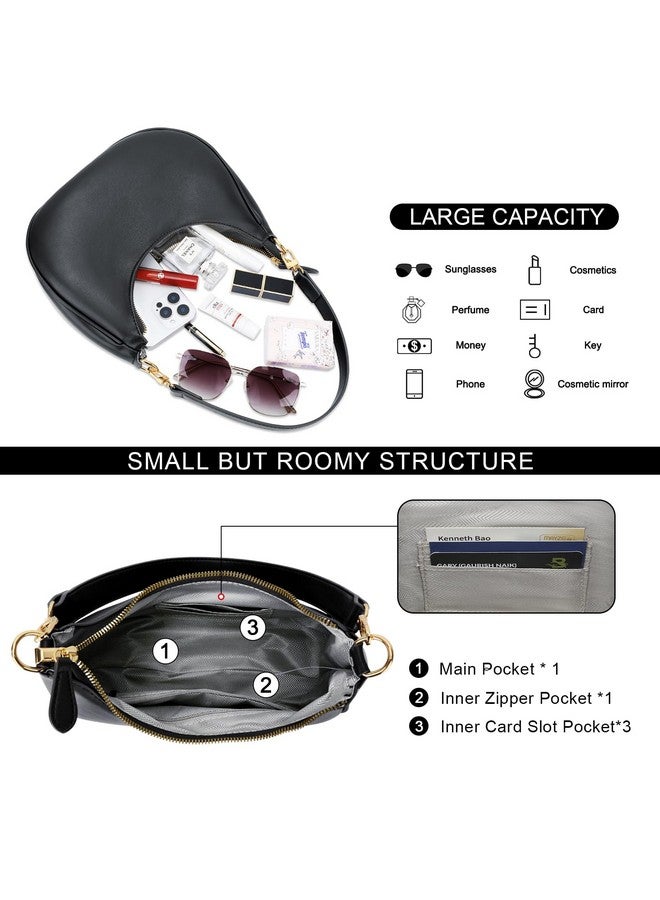 KKXIU Shoulder Bag for Women Small Purse Cute Clutch Hobo Handbag Trendy Crescent Bag-Black - Image 2