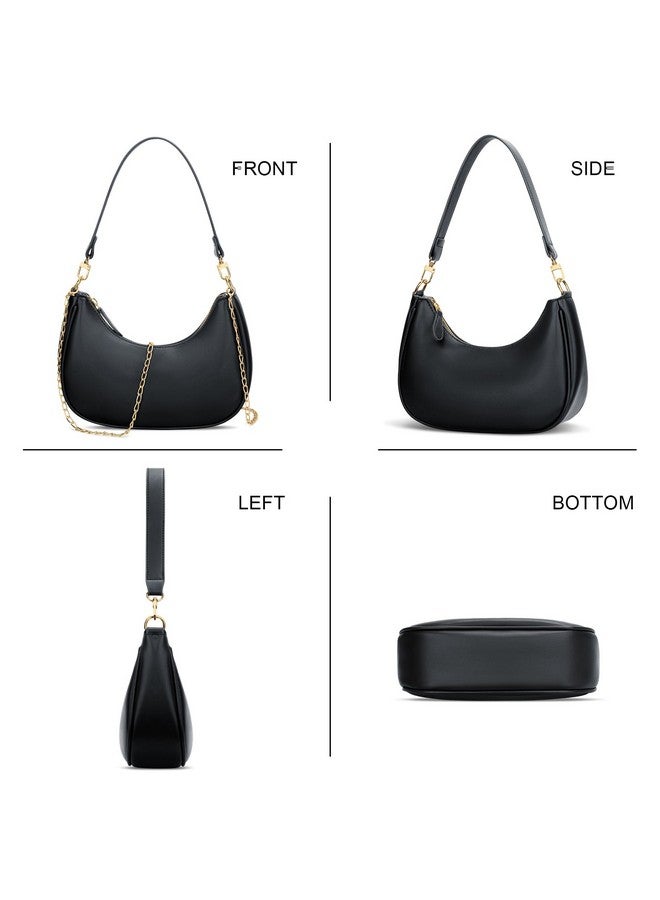 KKXIU Shoulder Bag for Women Small Purse Cute Clutch Hobo Handbag Trendy Crescent Bag-Black - Image 4
