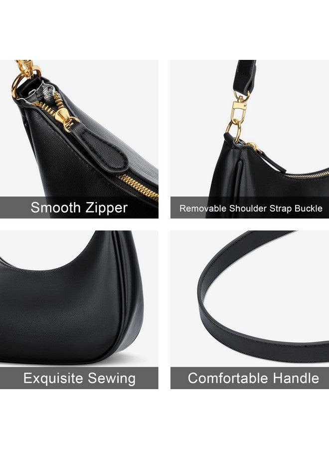 KKXIU Shoulder Bag for Women Small Purse Cute Clutch Hobo Handbag Trendy Crescent Bag-Black - Image 3