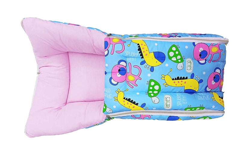 CUSTOMARY Cotton Baby 2 In 1 Sleeping Bag/Carry Bag/Bedding Set/Gift Set (0 To 3 Month, Baby Blue) Skin Friendly - Image 2