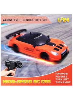 PlayandDream High Speed Drift Rc Car 4WD Toy Remote Control Vehicle Car, with LED Lights Drifting Tire 1:24 (Orange)  - Image 4