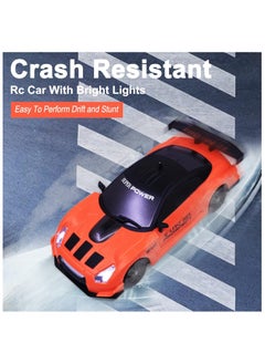 PlayandDream High Speed Drift Rc Car 4WD Toy Remote Control Vehicle Car, with LED Lights Drifting Tire 1:24 (Orange)  - Image 3