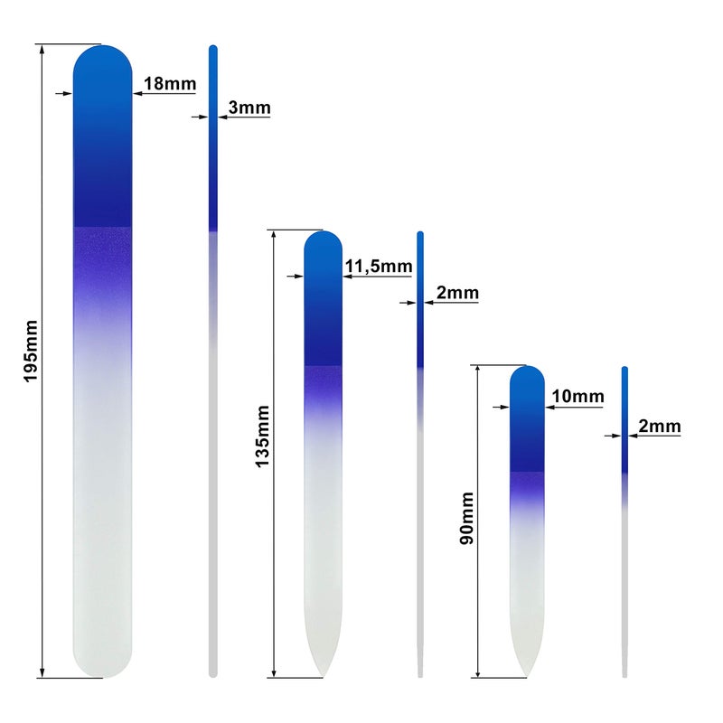 Mont Bleu Glass Nail File - Mont Bleu Premium Set of 3 Crystal Nail Files in Pouch - Handmade Gifts - Best Glass Nail Files for Natural Nails - Washable Double Sided Nail File - Etched Nail Files - Image 5