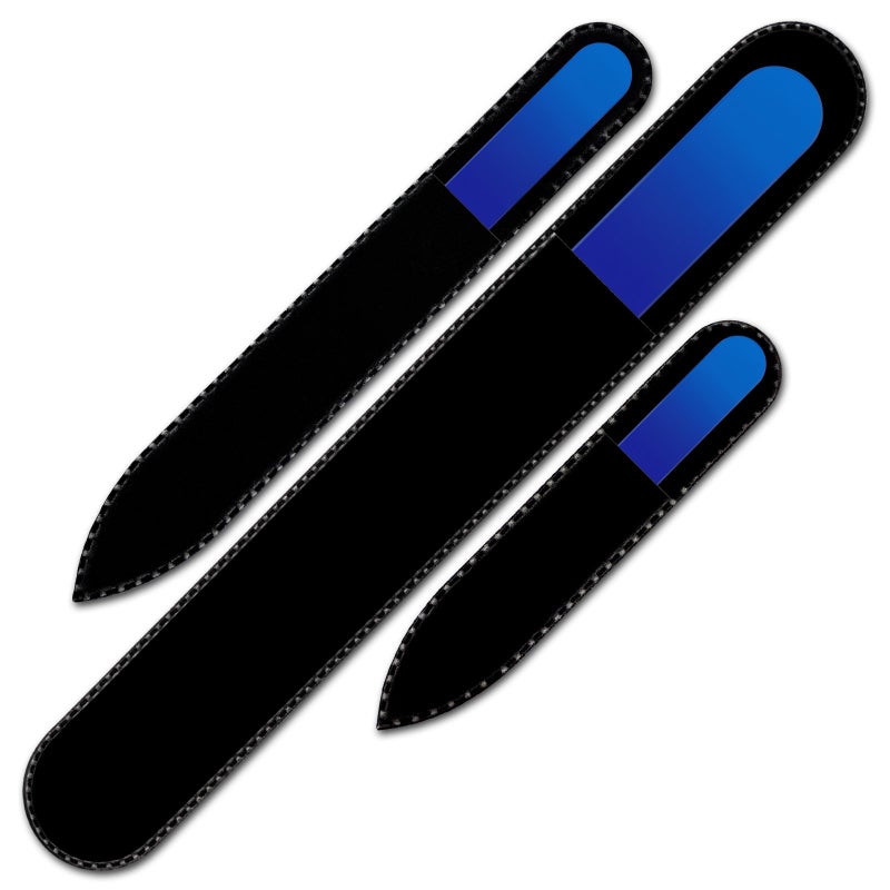 Mont Bleu Glass Nail File - Mont Bleu Premium Set of 3 Crystal Nail Files in Pouch - Handmade Gifts - Best Glass Nail Files for Natural Nails - Washable Double Sided Nail File - Etched Nail Files - Image 2