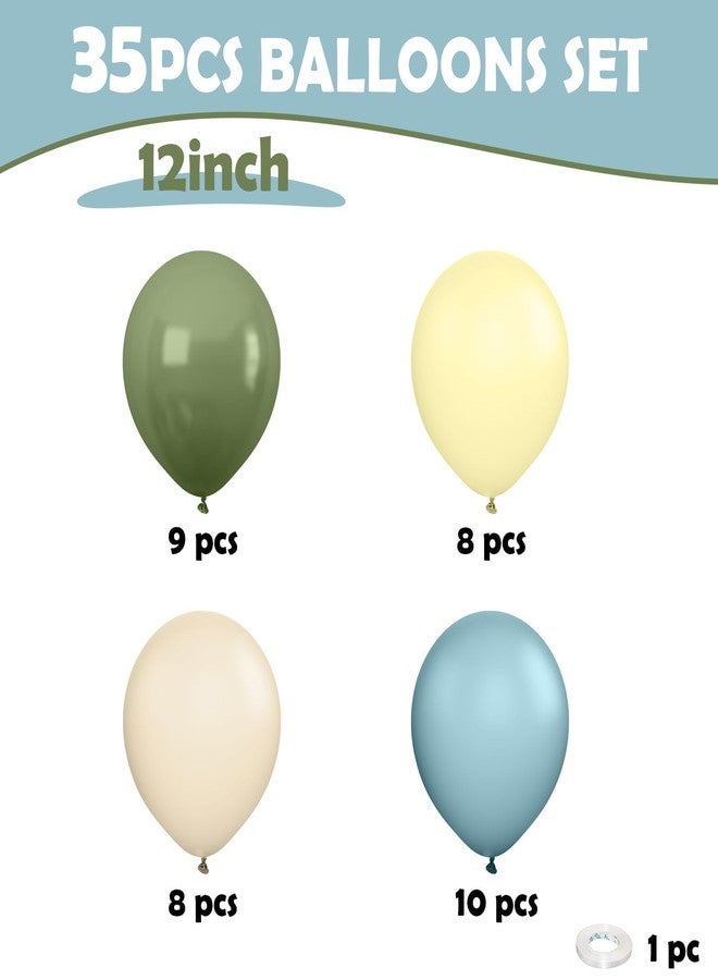Sowide Sage Green Blue Balloons, 12 Inchs Dusty Blue Yellow Avocado Green Apricot Balloons for Girls Kids Birthday Party Wedding Anniversary Engagement Bridal Baby Shower Decorations - Image 2