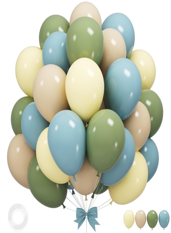 Sowide Sage Green Blue Balloons, 12 Inchs Dusty Blue Yellow Avocado Green Apricot Balloons for Girls Kids Birthday Party Wedding Anniversary Engagement Bridal Baby Shower Decorations - Image 1