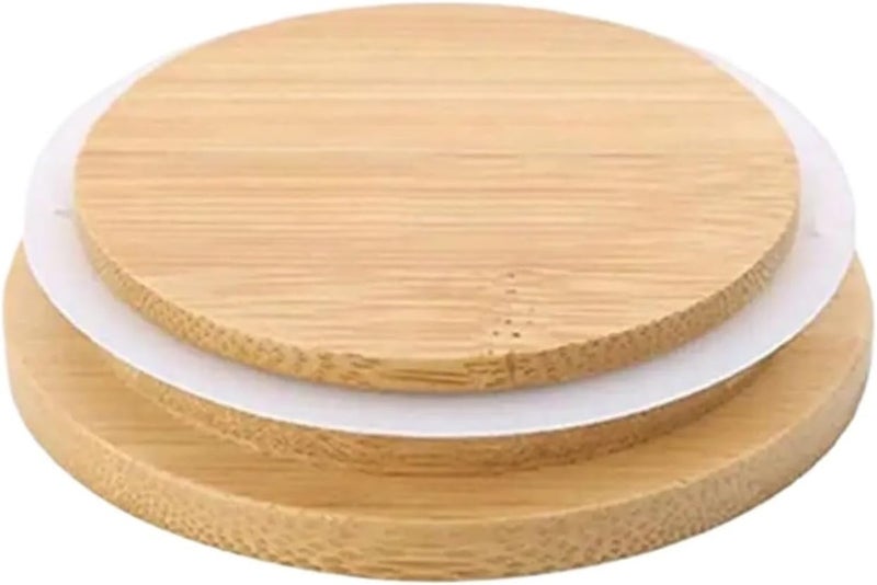Bamboo Lids 10pcs Wooden Jar Lids,Bamboo Wood Natural Wide Mouth Can, Cup Covers(86mm-10 pcs with hole) - Image 2