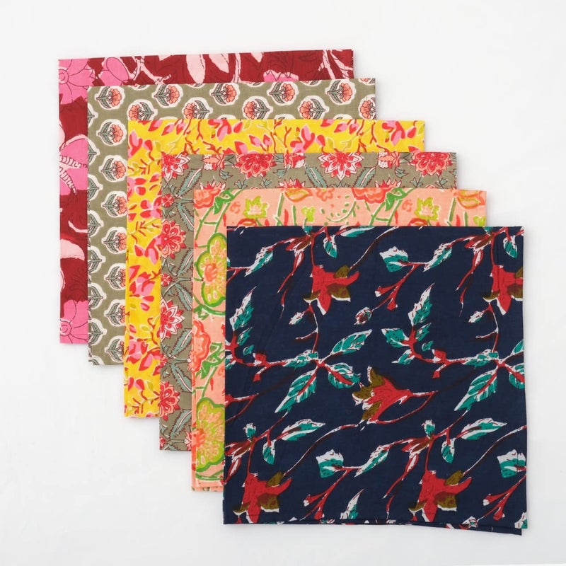 Napkins Kitchen Towels Table Decor Table Linen Cotton Cloth Border Napkins Size 18x 18 Hand Block Print Lunch Dinner Napkins Random Mix Set of 818x18 Inch