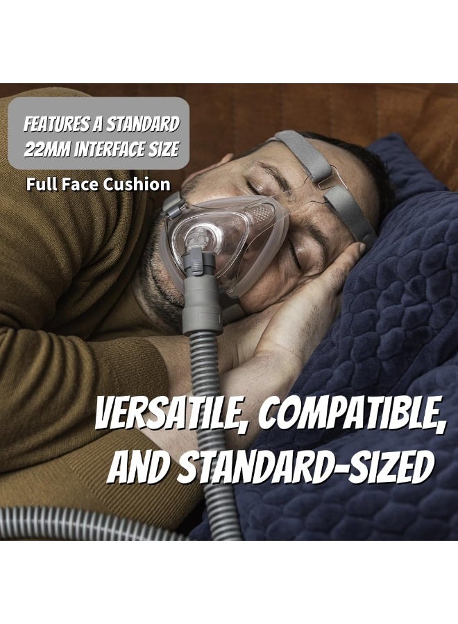 والالا قناع CPAP كامل الوجه مع وسادة سيليكون ناعمة، تصميم تهوية مطور وهادئ، حزام رأس قابل للتعديل، وصلة كوع دوارة ووسادة، قناع PAP سهل الارتداء للاستخدام المنزلي، متوافق مع موديلات مختلفة من أجهزة CPAP، مقاس M - Image 4
