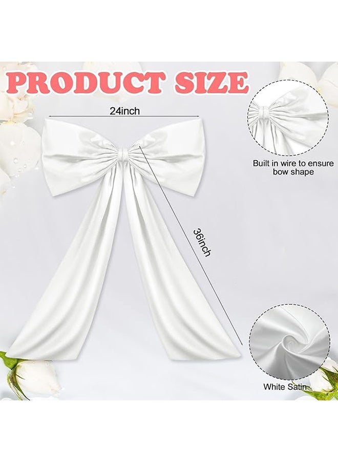 White Large Bow Wall Decor, Coquette Giant Ribbon Tie Backdrop Wall Decor, Themed Party Decorations for Birthday, Wedding, Bridal, Baby Room, Party, Ballerina Room Hanging Decoration, 24 x 36 Inches - Image 2