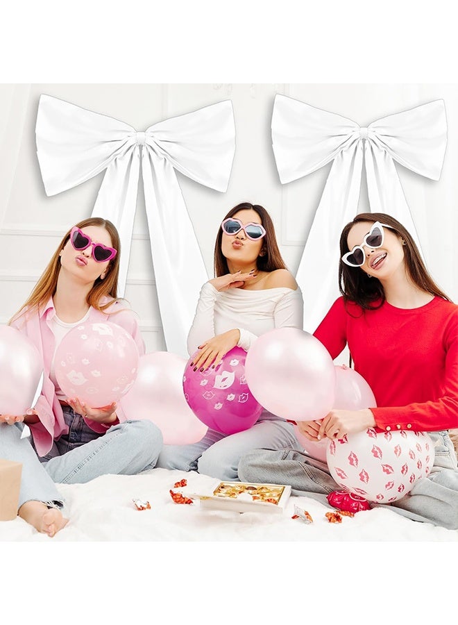 White Large Bow Wall Decor, Coquette Giant Ribbon Tie Backdrop Wall Decor, Themed Party Decorations for Birthday, Wedding, Bridal, Baby Room, Party, Ballerina Room Hanging Decoration, 24 x 36 Inches - Image 3