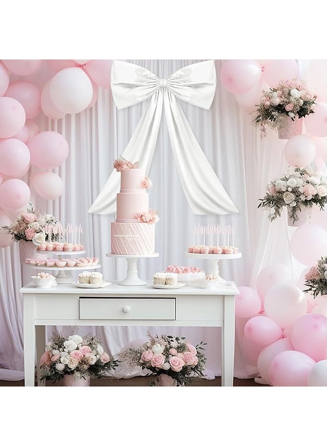 White Large Bow Wall Decor, Coquette Giant Ribbon Tie Backdrop Wall Decor, Themed Party Decorations for Birthday, Wedding, Bridal, Baby Room, Party, Ballerina Room Hanging Decoration, 24 x 36 Inches - Image 5