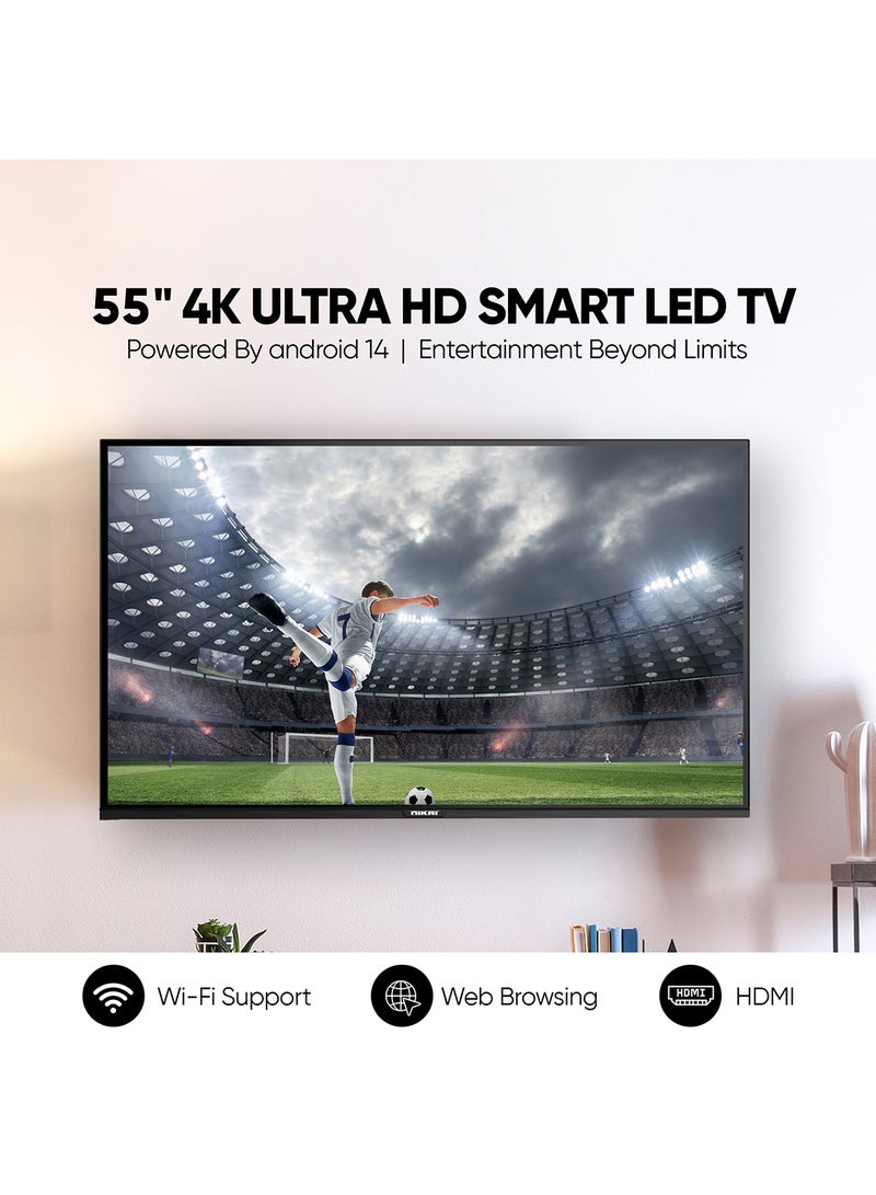 NIKAI 55-Inch 4K UHD Smart Android LED TV | Android OS/GAIA OS | Built-In Wi-Fi & DLNA | Smart Apps including Twitter, Facebook, and Skype | 3 HDMI 2 USB | Quad-Core Processor | 60Hz | 2 Year Warranty | UHD55SLED5 / UHD5510SLED/55NK4KSLED Black - Image 2