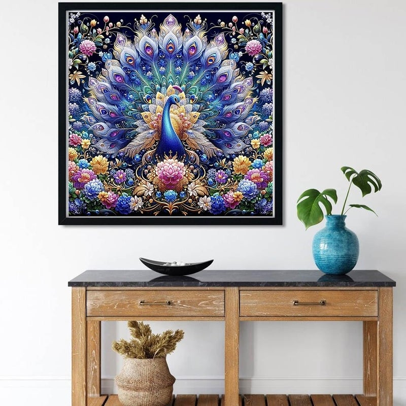 Meothan Diamond Art Kits for Adults, 5D DIY Colorful Peacock Diamond Painting Kits for Adults Beginners, Diamond Dots Kits Gem Arts Crafts for Living Room Bedroom Offices Home Wall Decor 16X16 Inch - Image 2