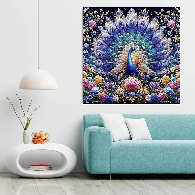 Meothan Diamond Art Kits for Adults, 5D DIY Colorful Peacock Diamond Painting Kits for Adults Beginners, Diamond Dots Kits Gem Arts Crafts for Living Room Bedroom Offices Home Wall Decor 16X16 Inch - Image 4