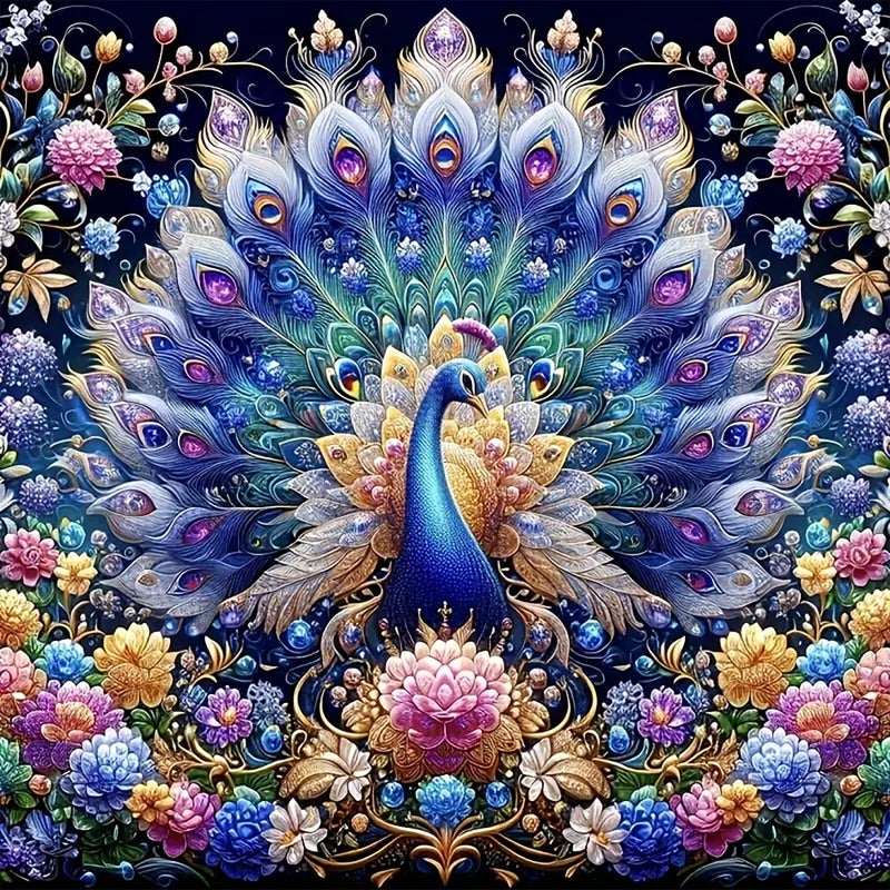 Meothan Diamond Art Kits for Adults, 5D DIY Colorful Peacock Diamond Painting Kits for Adults Beginners, Diamond Dots Kits Gem Arts Crafts for Living Room Bedroom Offices Home Wall Decor 16X16 Inch - Image 1