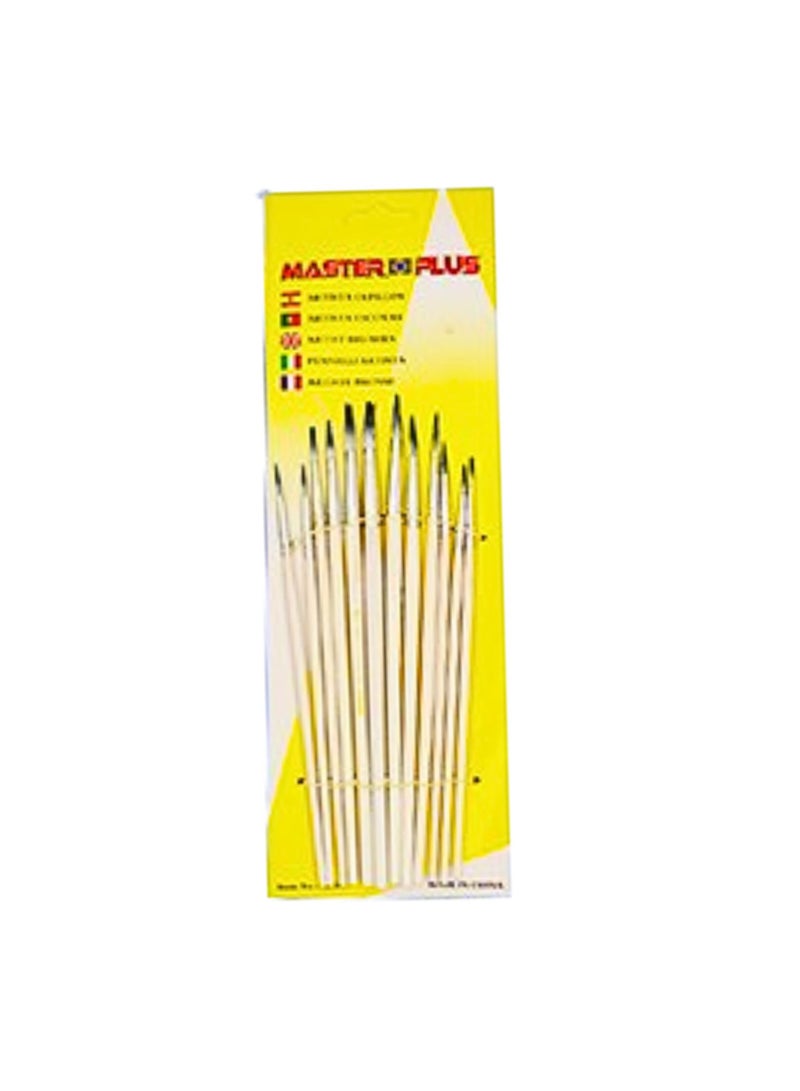 MASTER PLUS Professional Round Paint Brush Set 12 Piece - Image 1