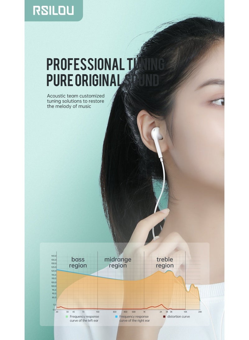 RSILOU-R3506 Wired Earphones with 14.2MM Dynamic Driver | 3.5mm Jack Connector | Deep Bass Stereo Sound | In-Ear Wired Headphones with Built-in Mic & Noise Isolation | Compatible with Smartphones, Tablets & Laptops - Image 3