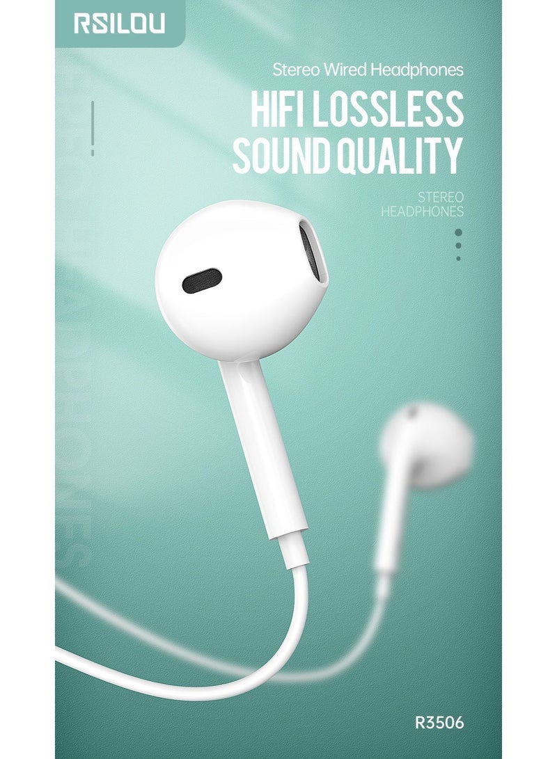 RSILOU-R3506 Wired Earphones with 14.2MM Dynamic Driver | 3.5mm Jack Connector | Deep Bass Stereo Sound | In-Ear Wired Headphones with Built-in Mic & Noise Isolation | Compatible with Smartphones, Tablets & Laptops - Image 2