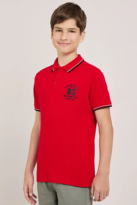 أر أند بي Print Detail T-Shirt With Crew Neck and Short Sleeves