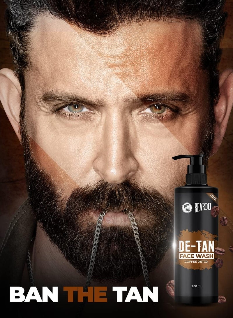 BEARDO DeTan Face Wash for Men Coffee Aloe Vera Vitamin E Tan Removal Exfoliates Hydrates Oil Free Skin 200ml - Image 5