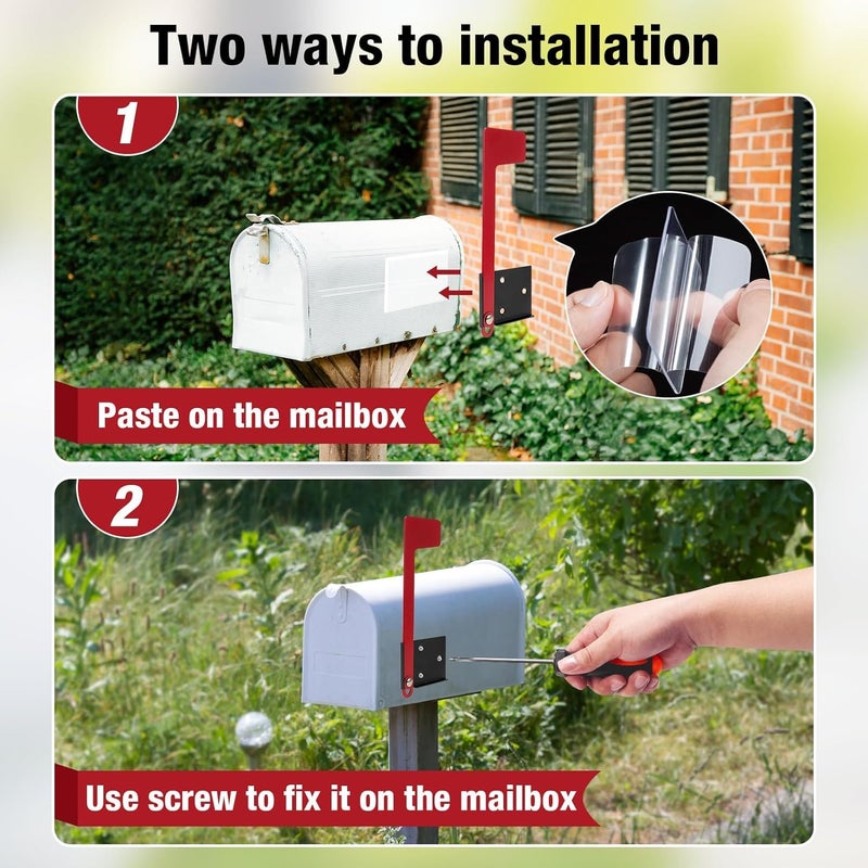 Mearar Mailbox Flag Replacement Kit, Galvanized Steel Flag for Mailbox, Mailboxes Accessories, Two-Way Installation Methods for Wood, Wall, Metal, Stone, Mailbox - Image 3