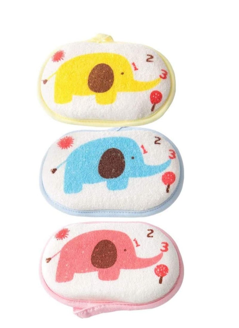 Generic - Baby Bath Sponge, Soft Foam Scrubber Natural Sponge for Bathing, Shower Scrubber Body Sponge Cute Soft Cotton Baby Bath Foam Rub Shower Sponge for Kids Babies Men Women, Set of 3 - Image 1