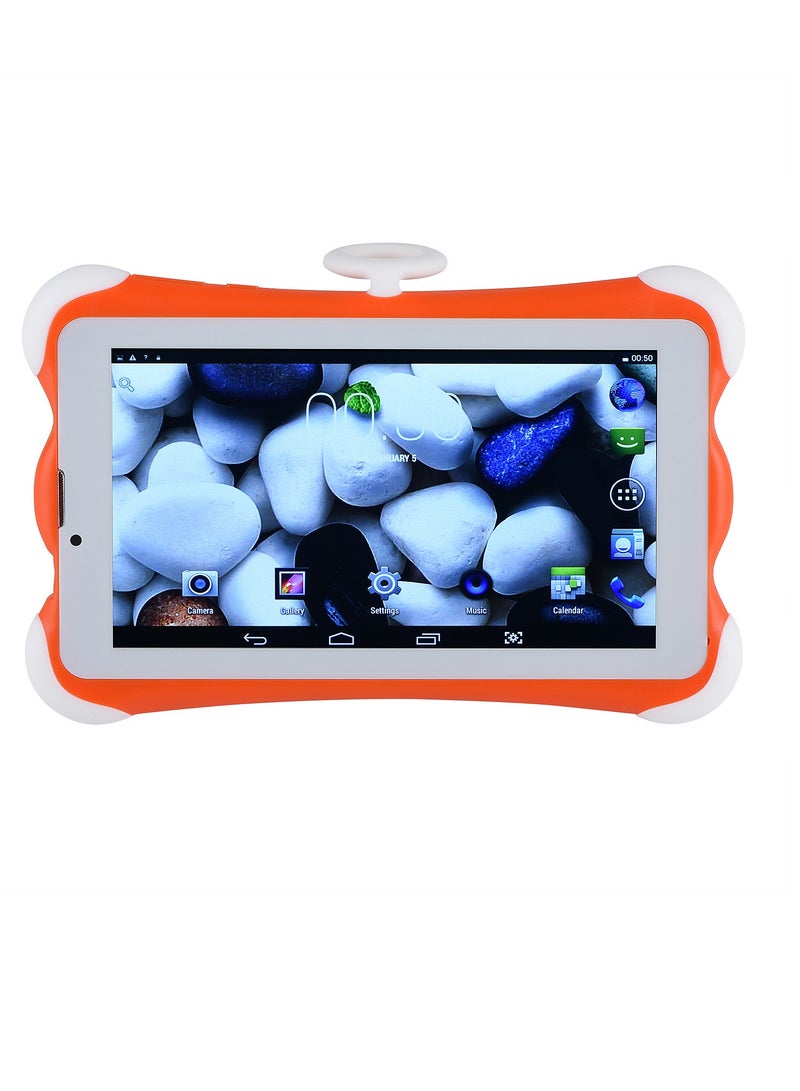 AROAQ A8 Children Tablet, 7 inch IPS Display Screen Kids Learning Machine, Dual Cameras Wifi Bluetooth Android Tablet, Dual Sim Card Student Tablet PC With Octa Core Processor, (1pc, Orange, 64GB) - Image 1