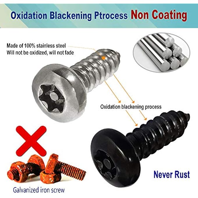 rayihni Youoy Anti Theft License Plate Screw Black License Plate Screw For Plate Mounting Stainless Steel Car Tag Frame Screw SelfTapping Screws8 - Image 3