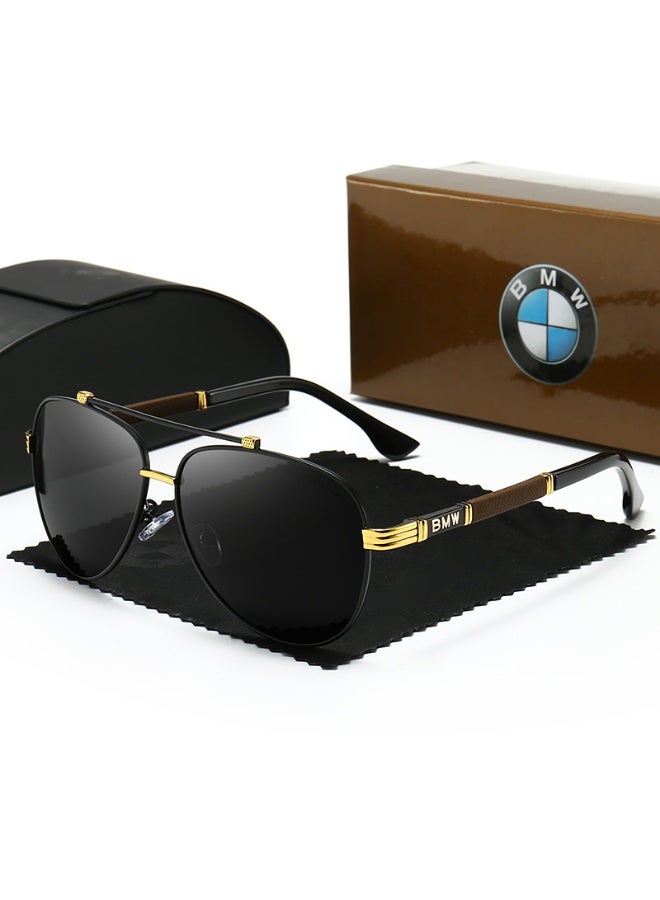BMW Sunglasses for Men Polarized ,Cycling Sunglasses,Lightweight Black Gold - Image 1