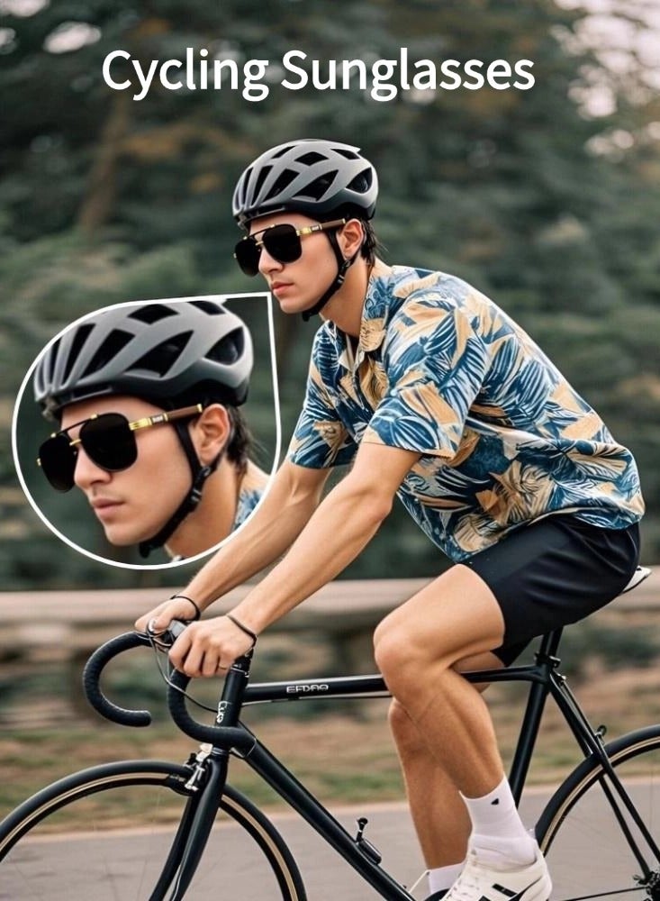 BMW Sunglasses for Men Polarized ,Cycling Sunglasses,Lightweight Black Gold - Image 3