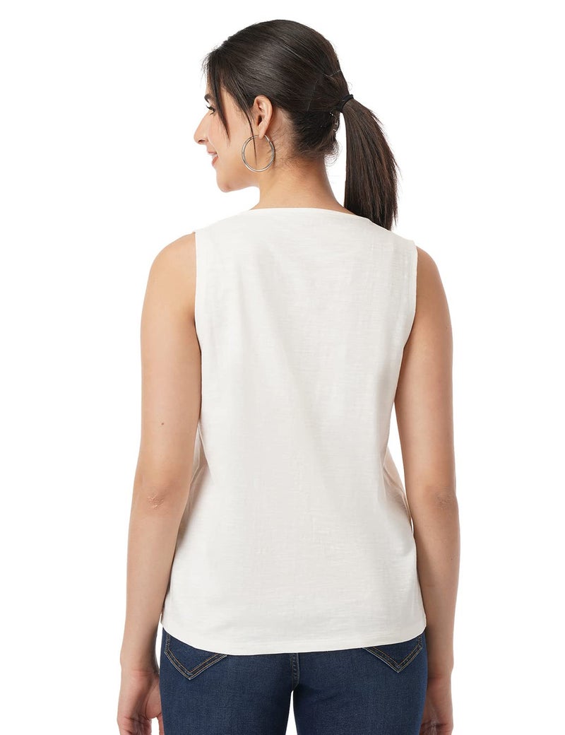 FYLTR Cotton Women's Solid Regular Fit Blouse Top (FYLSS23WKT-003_Ecru Beauty XXL) - Image 2