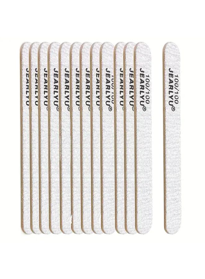 25 Pcs Mini Grey Wooden Nail Files 100 100 180 Grit Washable Professional Buffer Tools - Image 2