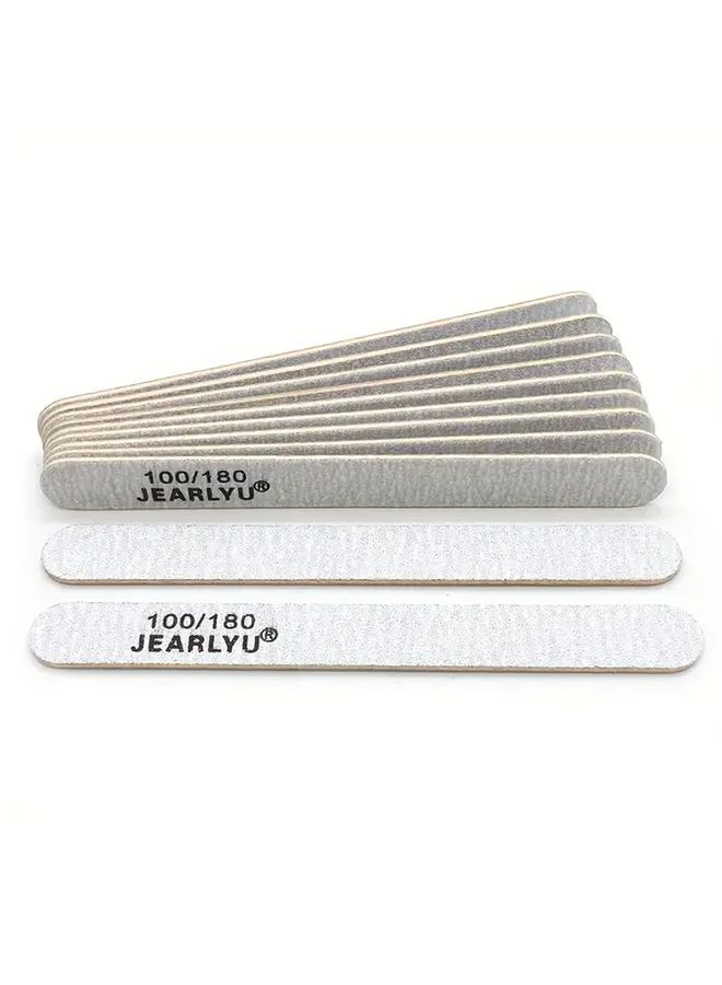 25 Pcs Mini Grey Wooden Nail Files 100 100 180 Grit Washable Professional Buffer Tools - Image 1