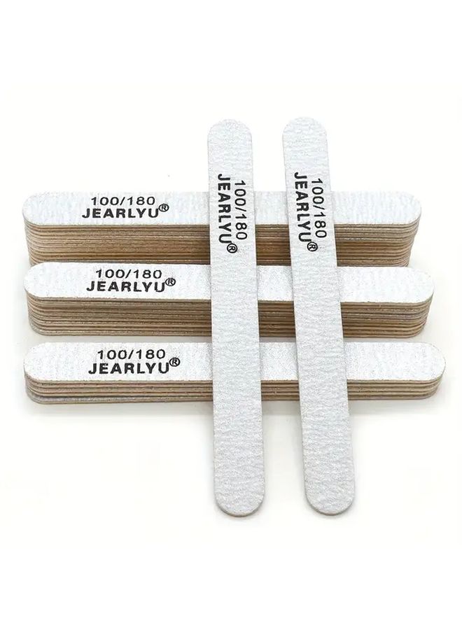 25 Pcs Mini Grey Wooden Nail Files 100 100 180 Grit Washable Professional Buffer Tools - Image 3