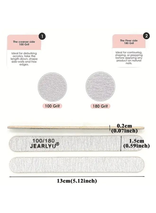 25 Pcs Mini Grey Wooden Nail Files 100 100 180 Grit Washable Professional Buffer Tools - Image 4