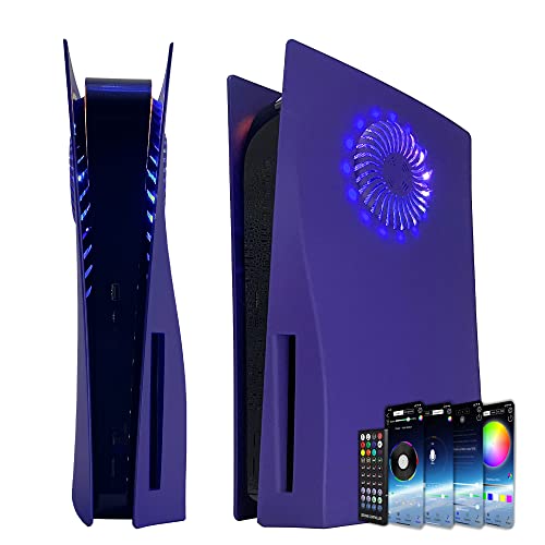 Dobewingdelou Faceplate for PS5 with RGB Light Strip and Dust Filter for Cooling Vents DOBEWINGDELOU 400 Effects LED Light Ring Console Cover for PS 5 Disc Edition DIY Decoration Kit Accessories Purple - Image 1