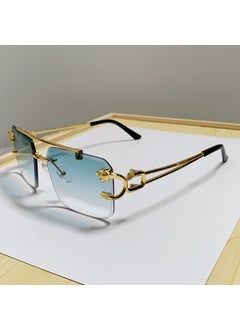 Gold Tiger Head Sunglasses Metal Square Frameless Edgy Unisexgold frame gradient green gold frame gradient green