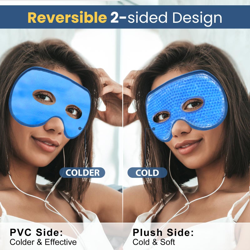 BeeVines Cooling Eye Mask, 2 Pack XL Jumbo Size Freezer Gel Eye Masks for Puffy Eyes Face, Ice Eye Mask, Cold & Warm Compress, Frozen Ice Pack for Post Eye Surgery & Allergies(Navy Blue) - Image 5