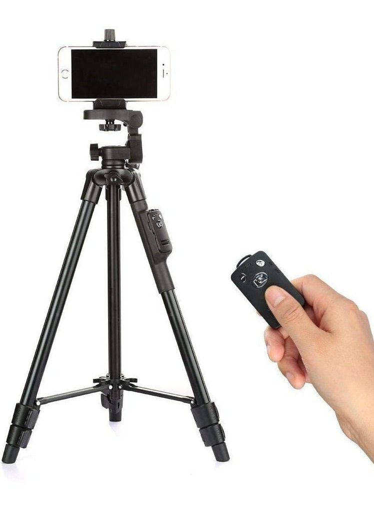 VCT-5208 Portable Tripod Stand With Remote Shutter Black - Image 1