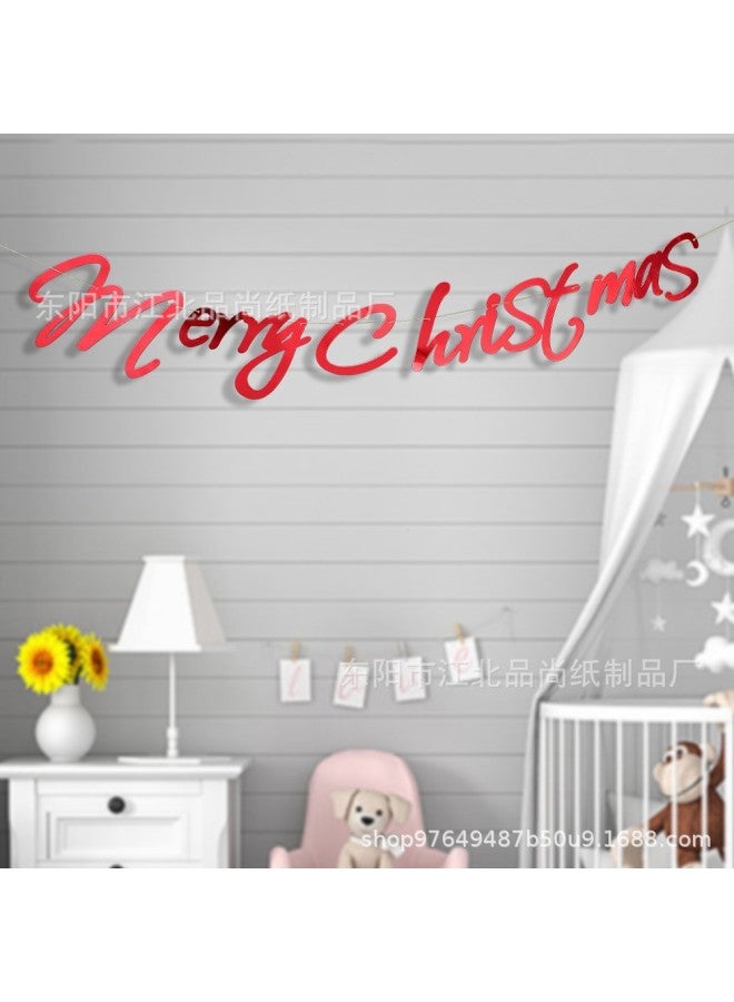 YIXIN Christmas Decorations Christmas Pull Flag Hanging Ornaments Holiday Banner Party Decoration Paper Cartoon Christmas Hanging Flag Pull Flower - Image 1