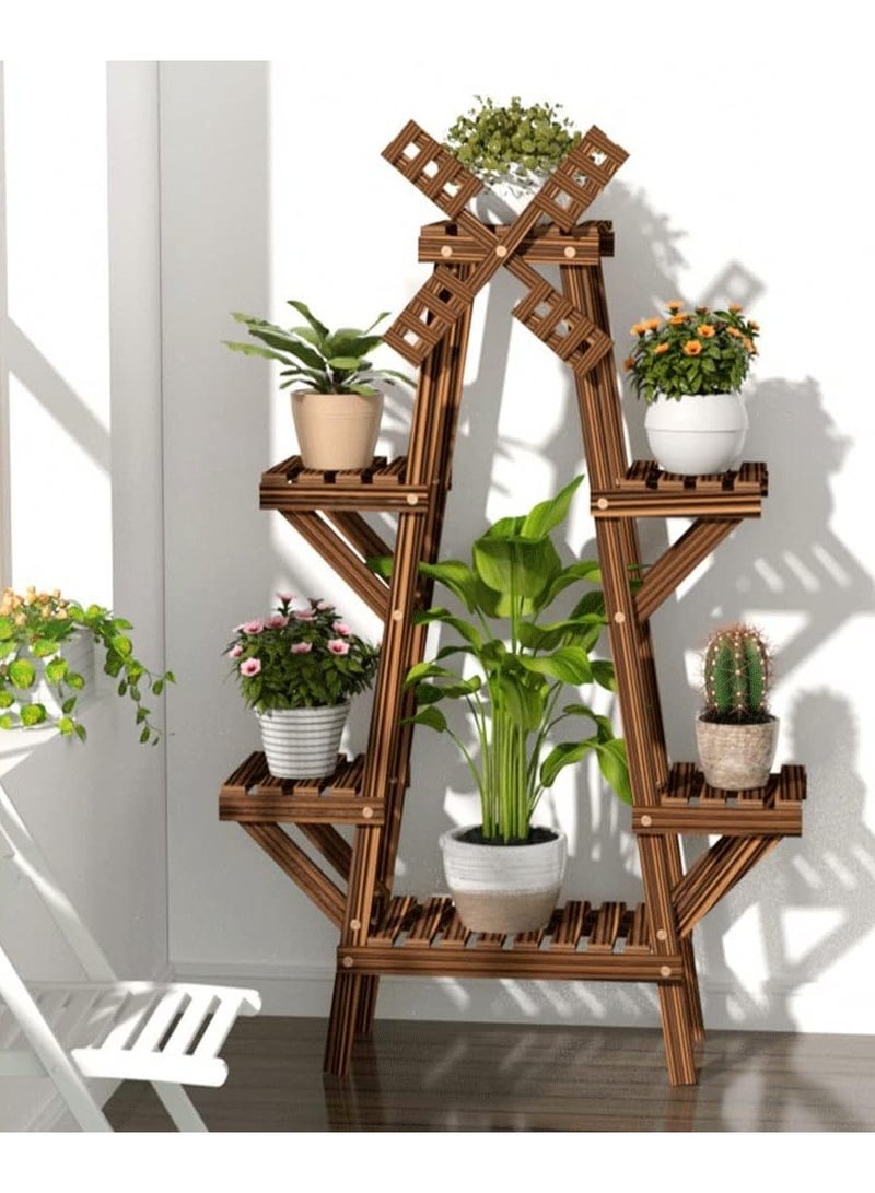 DubaiGallery Wood Plant Stand Balcony Flower Pot Ladder Shelf Outdoor Garden Planter Holder Indoor Plants Pots Home Decor Storage Rack - Image 1