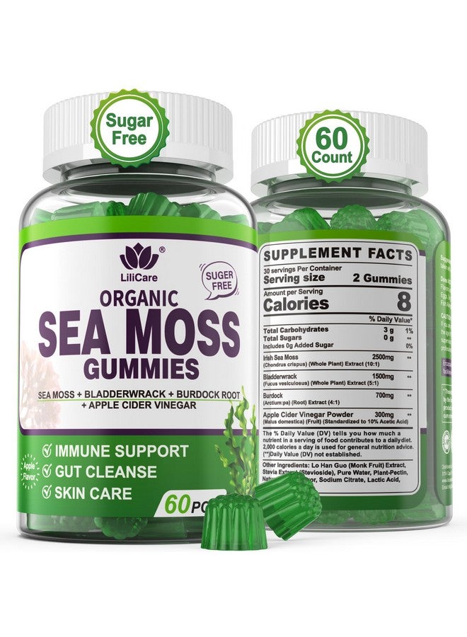 EnvyDeal Sea Moss Gummies - Irish Sea Moss Gummies for Adults & Kids - Advanced Superfood Seamoss Supplement with Organic Bladderwrack & Burdock Root Extract，ACV for Daily Immune, Gut Cleanse, Vegan, 60 Counts - Image 1