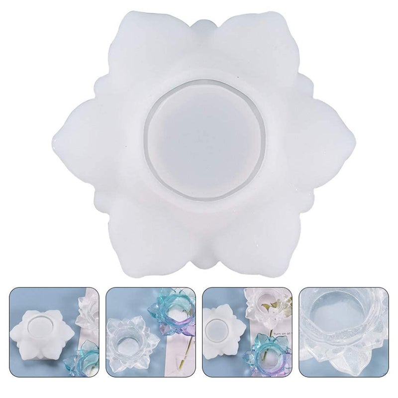 Snoogg SNOOGG® Resin Molds Lotus Flower, Molds for Resin Tea Light Candles Holders Silicone Molds for Epoxy Resin DIY, Candlestick, Trinket Container, Candy Box Home Table Decoration Pack of 2  - Image 1