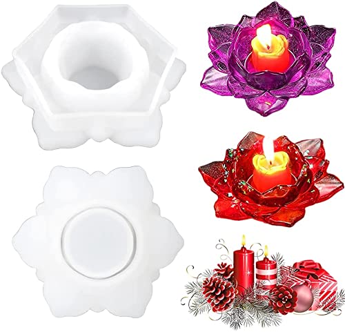 Snoogg SNOOGG® Resin Molds Lotus Flower, Molds for Resin Tea Light Candles Holders Silicone Molds for Epoxy Resin DIY, Candlestick, Trinket Container, Candy Box Home Table Decoration Pack of 2  - Image 3